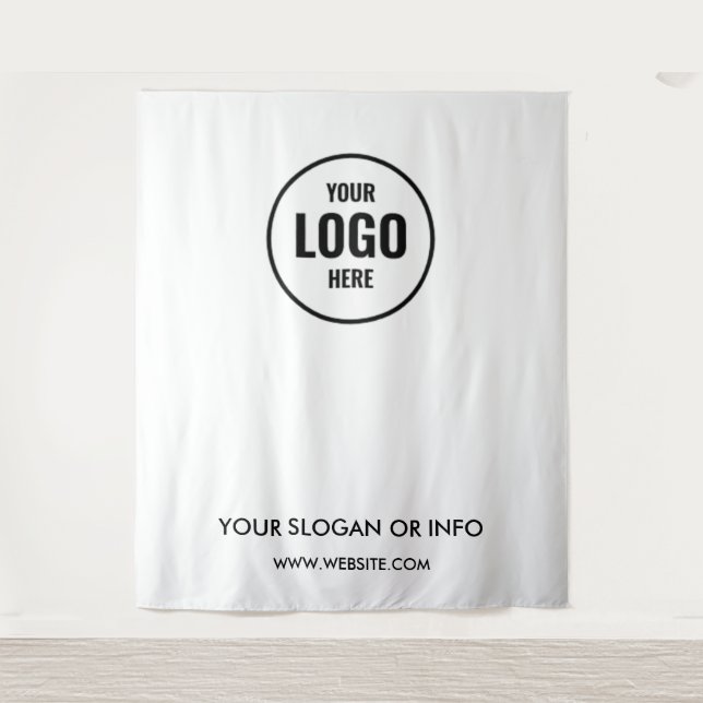 Business Logo | Professional White Photo Backdrop Tapestry (Front)