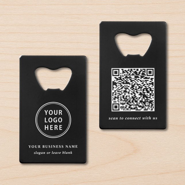 Business Logo Promotional Black  QR Code (Business Logo Promotional Black QR Code Credit Card Bottle Opener)