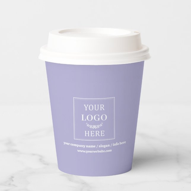 Business Logo Promotional Branded Budget Purple Paper Cups (Front)