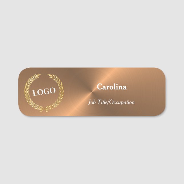 Business Logo Promotional Company Copper Plastic Name Tag (Front)