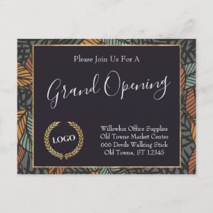 Business Logo Promotional Company Leaves Gold Postcard