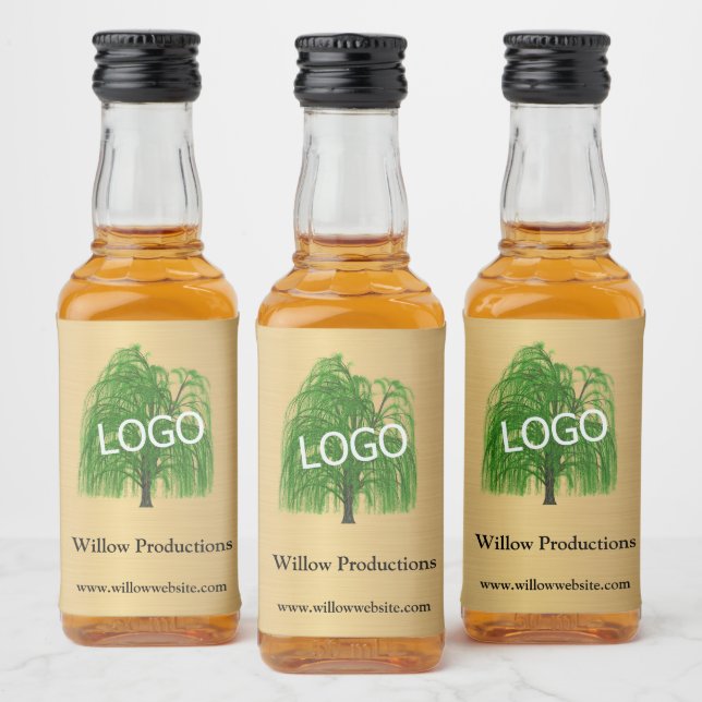 Business Logo Promotional Company Mini Gold Liquor Bottle Label (Bottles)