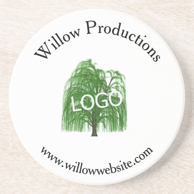 Business Logo Promotional Company Sandstone Coaster (Front)