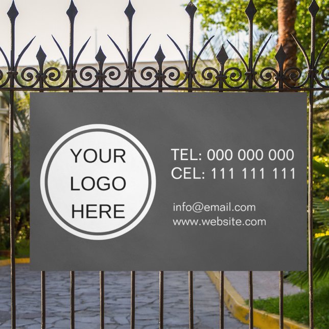  Business Logo Promotional Contact Gray & White  Banner (Creator Uploaded)