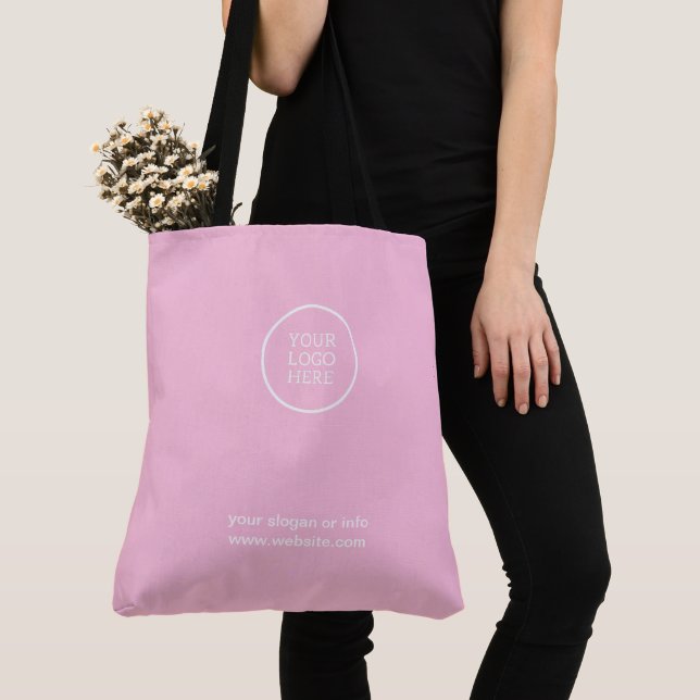 Business Logo Promotional Corporate Pink Tote Bag (Close Up)
