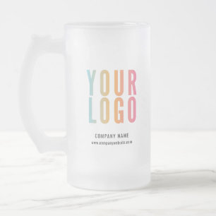 Business Logo Promotional Frosted Glass Beer Mug