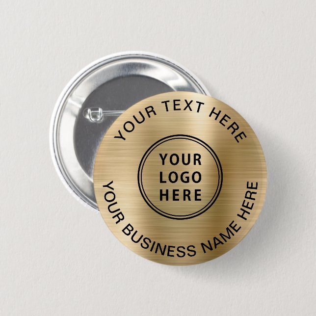 Business Logo Promotional Gold 6 Cm Round Badge (Front & Back)
