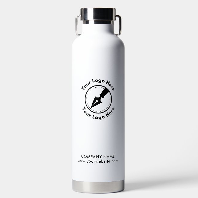 Business Logo Promotional Modern Notary Website Water Bottle (Front)