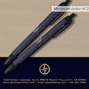 Business Logo Promotional Navy Blue Black Ink Pen