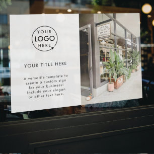 Business Logo   Promotional Photo Simple White Win Window Cling