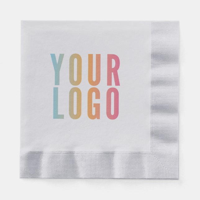 Business Logo Promotional Silver Napkin (Front)