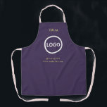 Business Logo Purple Employee Staff Name Apron<br><div class="desc">Business Logo Purple Employee Staff Name
A simple Purple custom business template in a modern minimalist style which can be easily updated with your company logo and text. 

business, logo, blush, Purple, employee, staff, name, server, company logo, Purple logo</div>