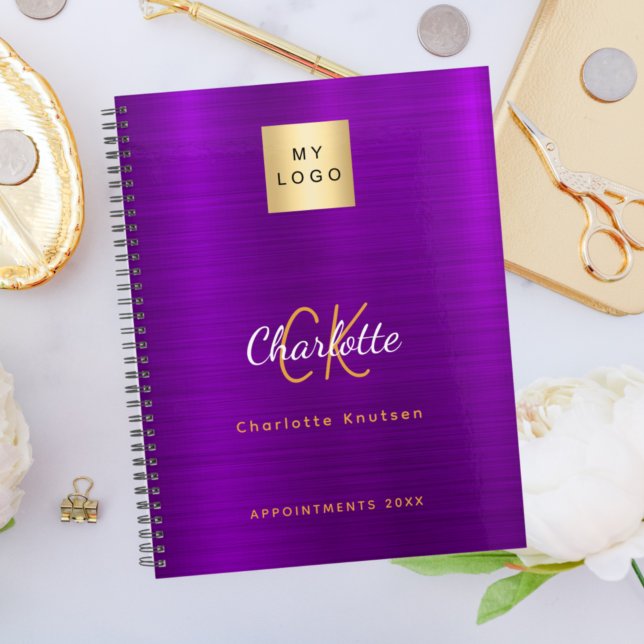 Business logo purple gold monogram glamourous 2024 planner (Creator Uploaded)