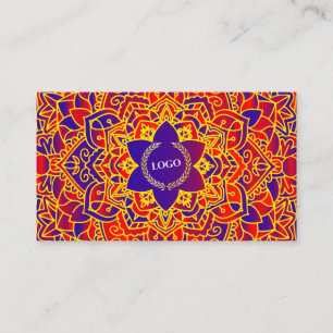 Business Logo Purple Orange Mandala Business Card
