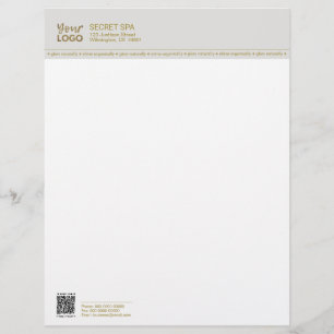 Business Logo QR Border Gold Modern Professional Custom Letterhead