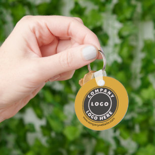Business Logo QR Code and Company Website Employee Key Ring