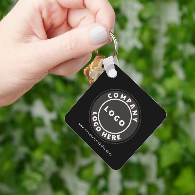 Business Logo QR Code and Company Website Key Ring (Hand)