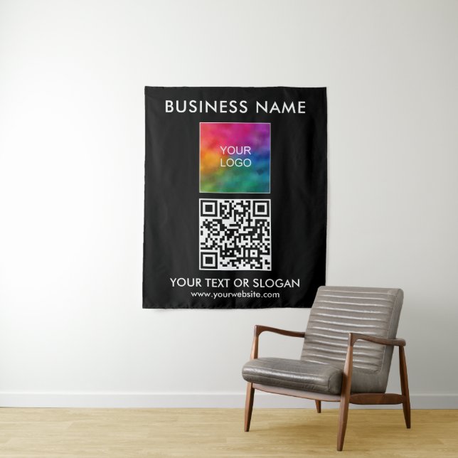 Business Logo QR Code Backdrop Party Event Seminar Tapestry (In Situ)