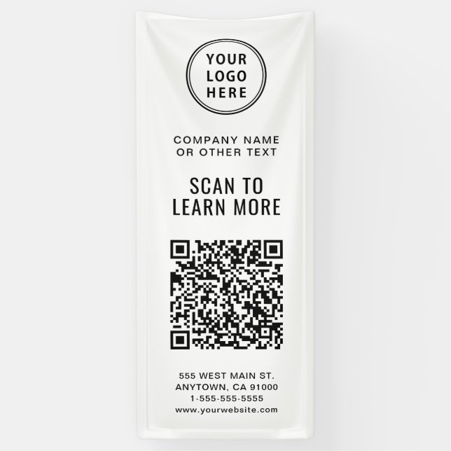Business Logo QR Code Banner (Vertical)