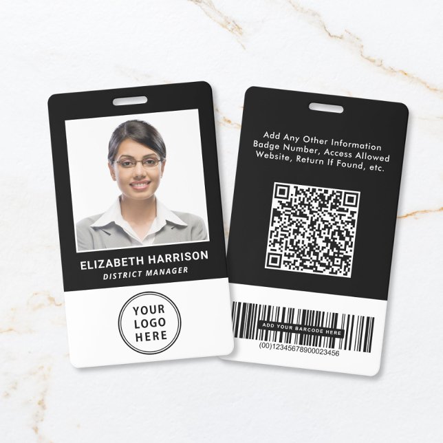 Business Logo QR Code Barcode Employee Photo ID Badge (Business Logo QR Code Barcode Employee Photo ID Badge)