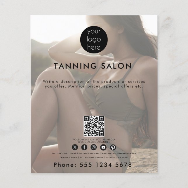 Business Logo QR Code Beauty Spray Tan Faded Photo Flyer (Front)