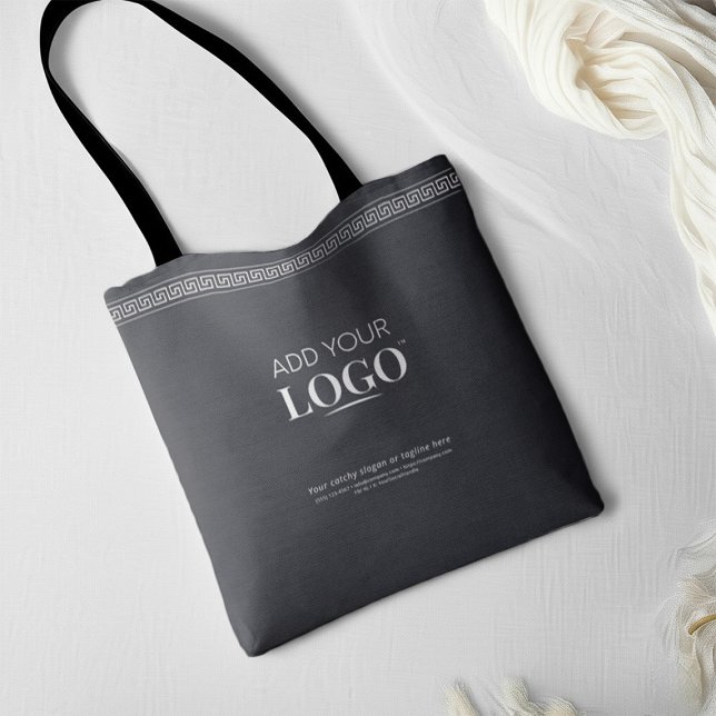 Business Logo QR Code Black Greek Key Promotional  Tote Bag (Creator Uploaded)