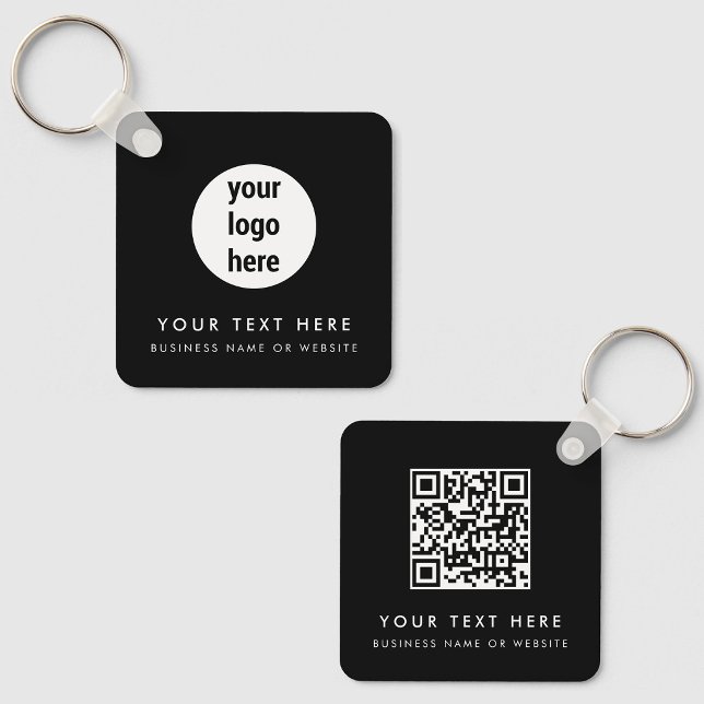 Business Logo QR Code Black Minimalist Business  Key Ring (Business Logo QR Code Black Minimalist Business Keychain)