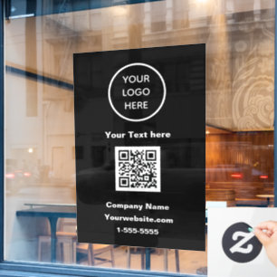 Business Logo QR Code Black Modern Promotional Window Cling