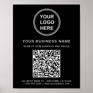 Business Logo QR Code Black Poster