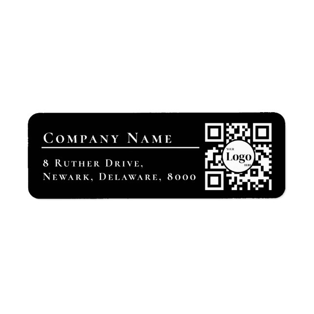 Business Logo Qr Code Black Return Address (Front)