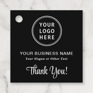 Business Logo QR Code Black Thank You Favour Tags