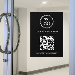 Business Logo QR Code Black Window Cling