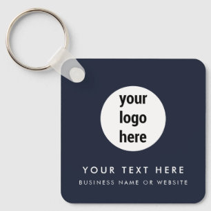 Business Logo QR Code Blue Minimalist Business Key Ring