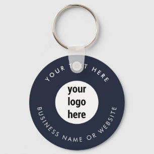 Business Logo QR Code Blue Minimalist Business Key Ring