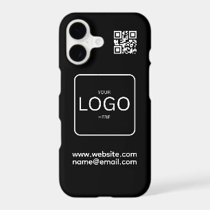Business Logo QR Code Branding Black iPhone Case
