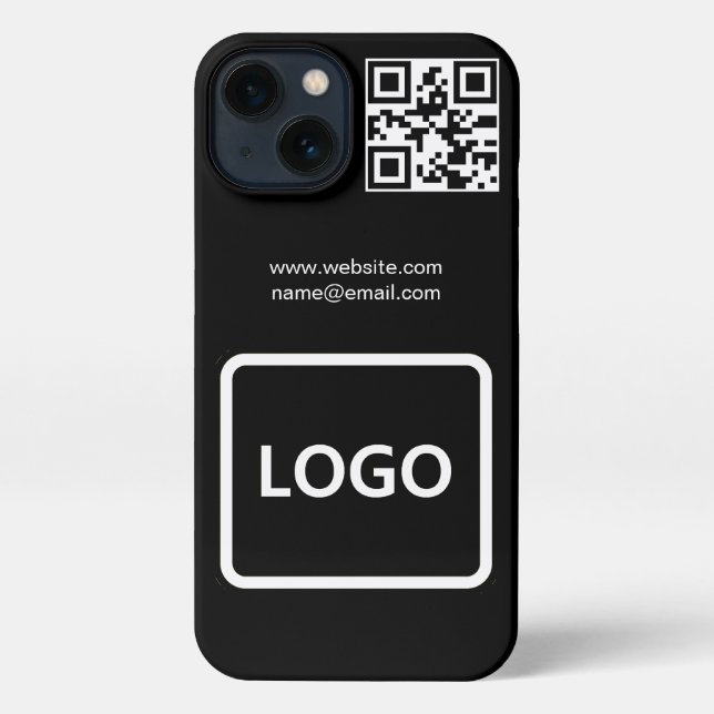 Business Logo QR Code Branding Simple iPhone Case (Back)