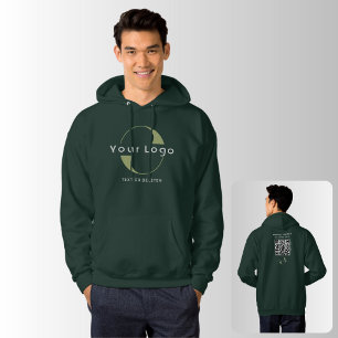 Business logo QR code Company brand swag Men Green Hoodie