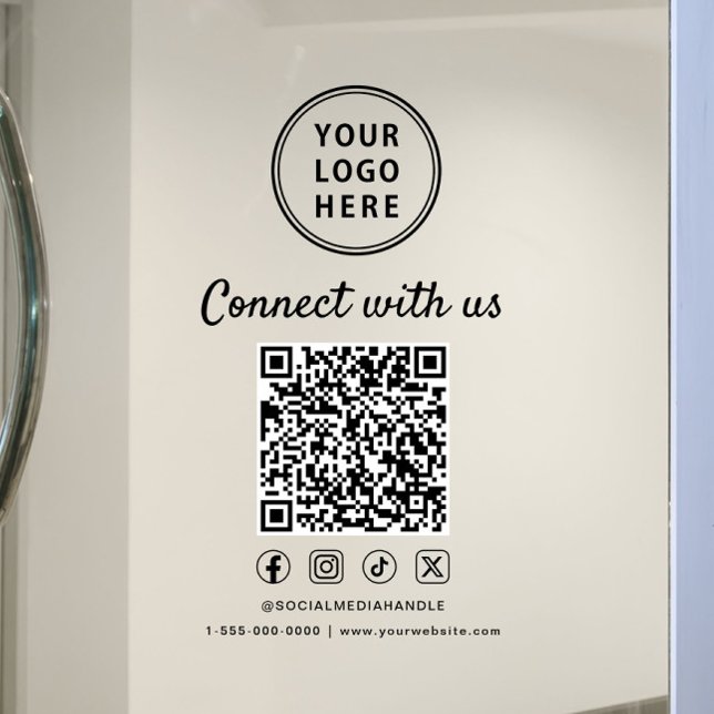 Business Logo QR Code Connect With Us Window Cling (Business Logo QR Code Connect With Us Window Cling)