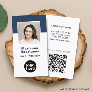 Business Logo QR Code Custom Employee Photo Card