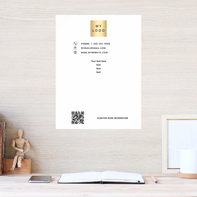 Business logo qr code custom text poster (Creator Uploaded)