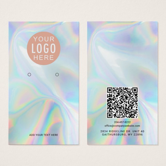 Business Logo QR Code Earrings Display Card (Front & Back)