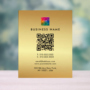 Business Logo QR Code Gold Template Glamour Acrylic Sign