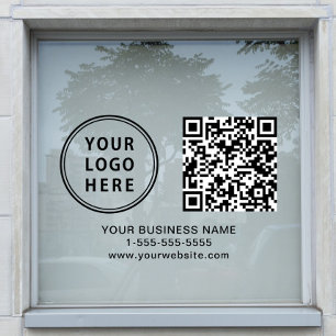 Business Logo QR Code Horizontal Window Cling