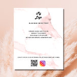 Business logo qr code instagram custom text blush flyer<br><div class="desc">Blush pink marble background. Personalise and add your business logo,  name,  address,  your text,  your own QR code to your instagram account.</div>
