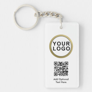 Business Logo QR Code Keychain Black White