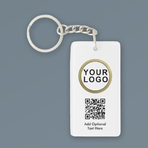 Business Logo QR Code Keychain   Black White