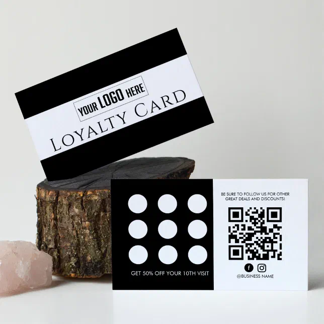 Business Logo QR Code Loyalty Customer Stamp Punch Discount Card | Zazzle