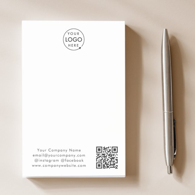 Business Logo | QR Code Minimal Simple White Post-it Notes (Creator Uploaded)