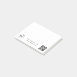 Business Logo   QR Code Minimalist Simple White Post-it Notes