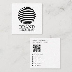 Business Logo QR Code Modern Minimalist White Calling Card